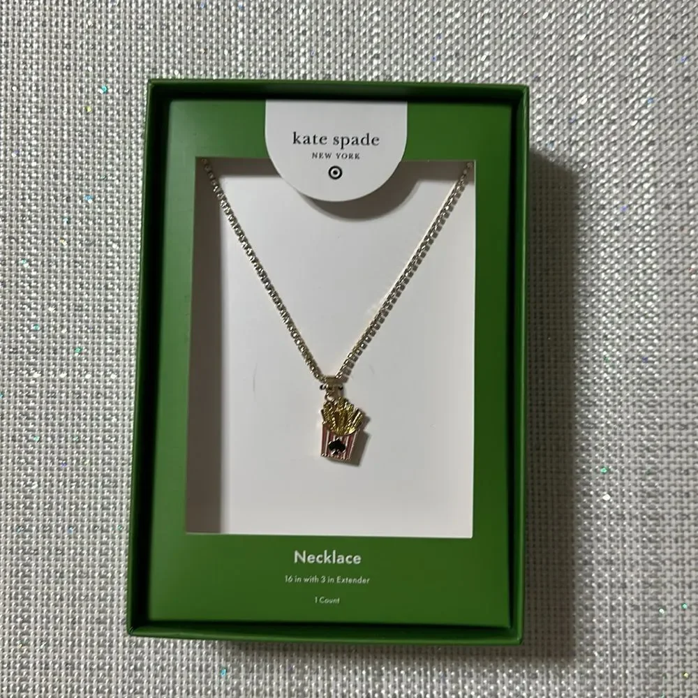 kate spade x Target Gold Faux Stone Chain Necklace French Fries Charm